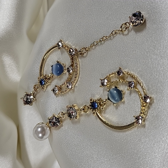 Celestial Embellished Drop Earrings, S925 - Picture 6 of 9